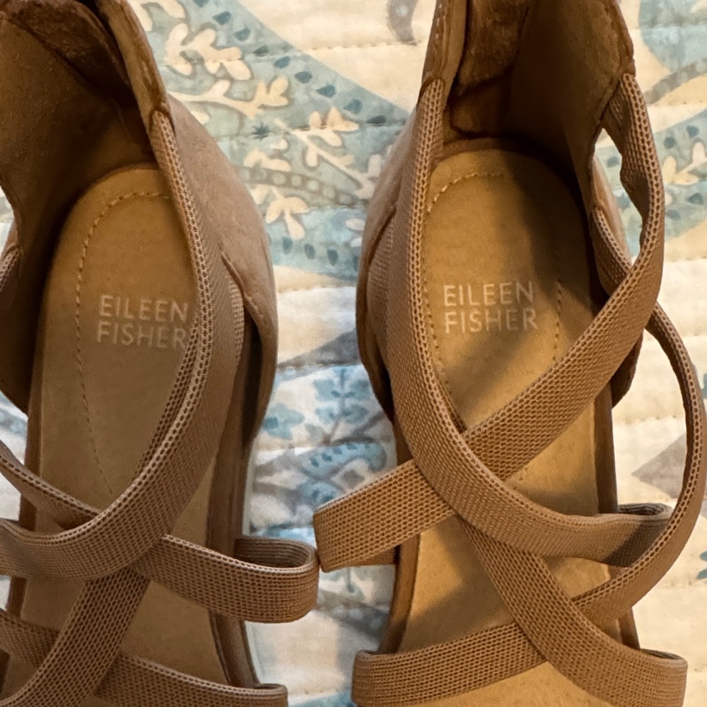 Eileen Fisher Brown Crisscross Sandals - Picture 2 of 4